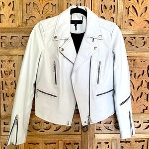 Rag & Bone White Leather Motor Jacket.  Gorgeous.  Clean.  SHW.  SZ 0